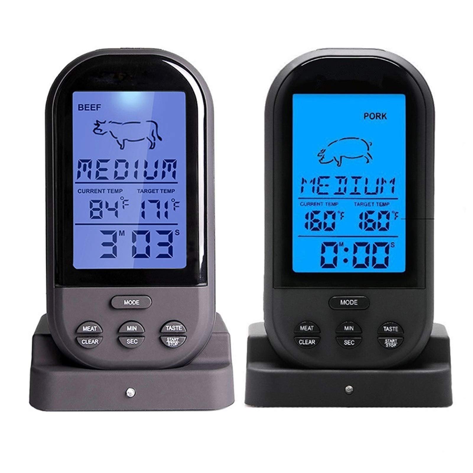 Termometro Igrometro Termometro digitale BBQ BBQ Grigliatura della sonda alimentare Termometro da cucina Strumenti di cottura con allarme timer Termometro igrometro per interni(A)