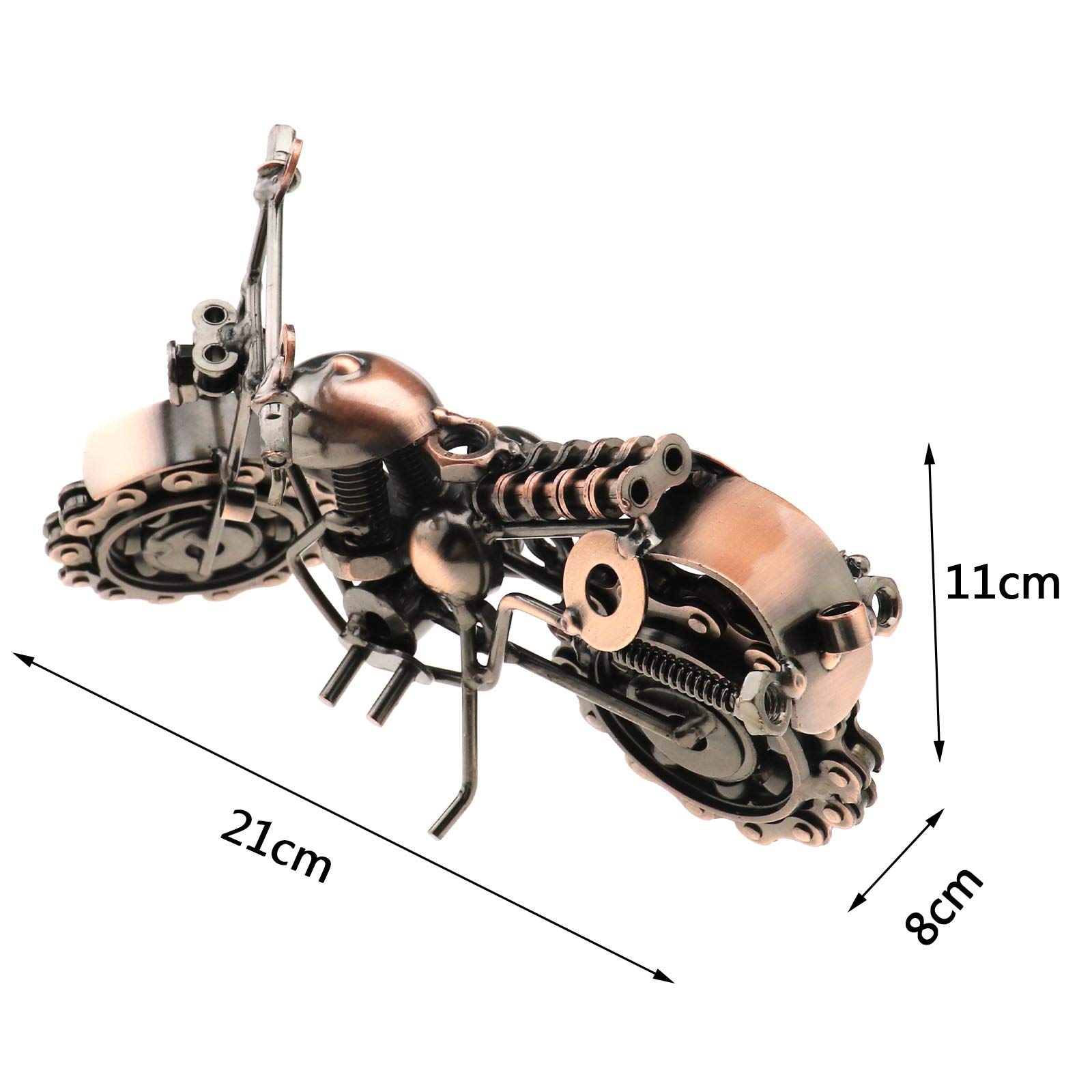 Create idea Retro Vintage Metal Motorcycle Motorbike Bronze Tone Handcrafted Handmade Metal Model Chainwheel Ornament Art Sculptures Collectible Gift - Image 4