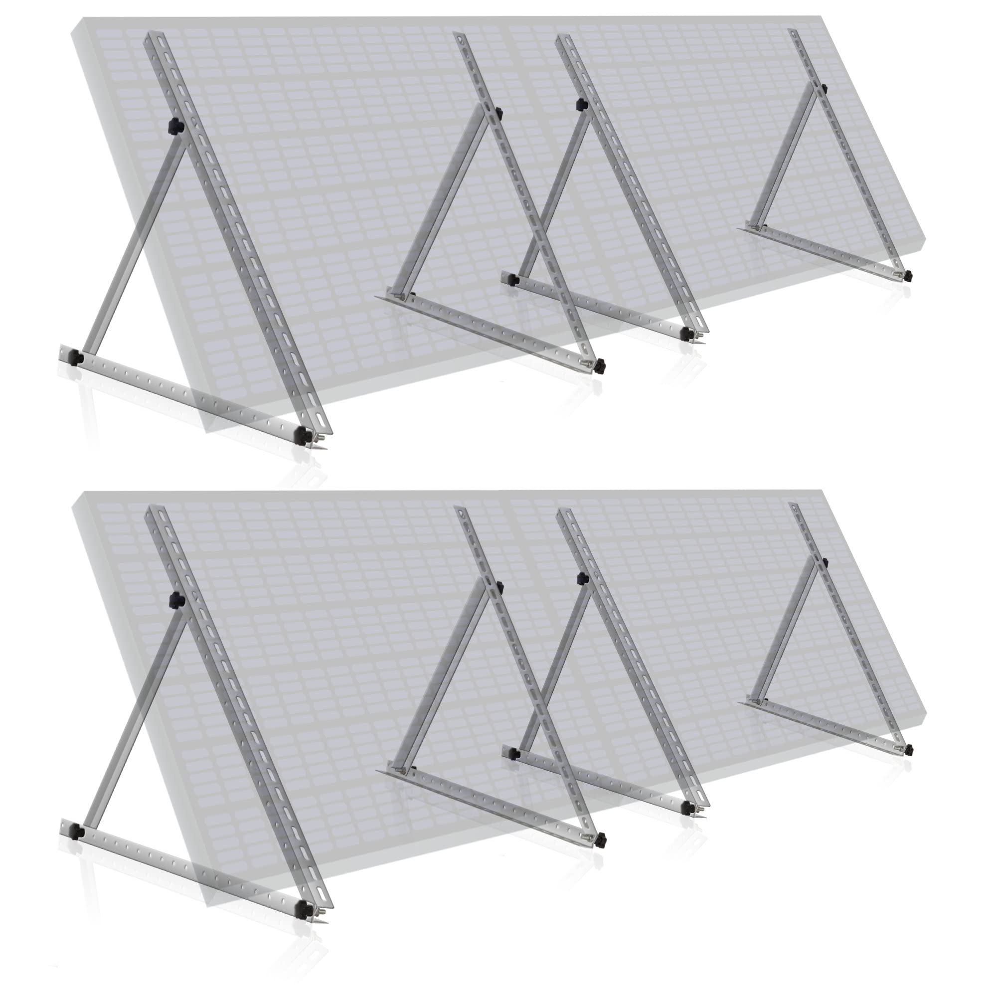 Zelsius Uniwersalny zestaw uchwytów do modułów solarnych z regulowanym kątem od 0 do 90° | 104 x 3 x 3 – 104 cm | uchwyt panelowy, aluminiowy zestaw montażowy do czterech paneli | zestaw montażowy,
