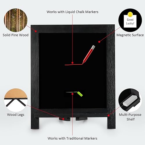 Miniatura 5 de Letrero de pizarra rústica, soporte de mesa de 15 x 12 pulgadas y exhibición para colgar en la pared, marco de madera de pino maciza con superficie