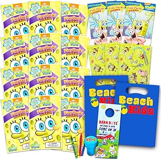 Nickelodeon Spongebob Squarepants Party Favors Pack ~ Bundle of 12 Spongebob Squarepants Play Packs with Stickers, Coloring Books, Crayons, Stamper (Spongebob Party Supplies)