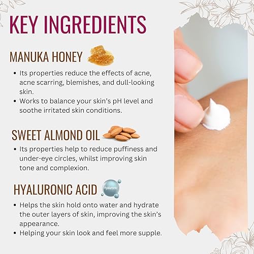 Miniatura 2 de Suero de vitamina C para cara y cuello con ácido hialurónico, miel de manuka y aceite de almendras dulces, fórmula a base de plantas, cuidadosamente