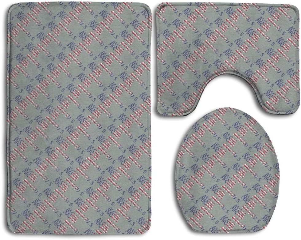 Army US Oblong Bathroom Rugs Set Easily Fold Toilet Mat Set