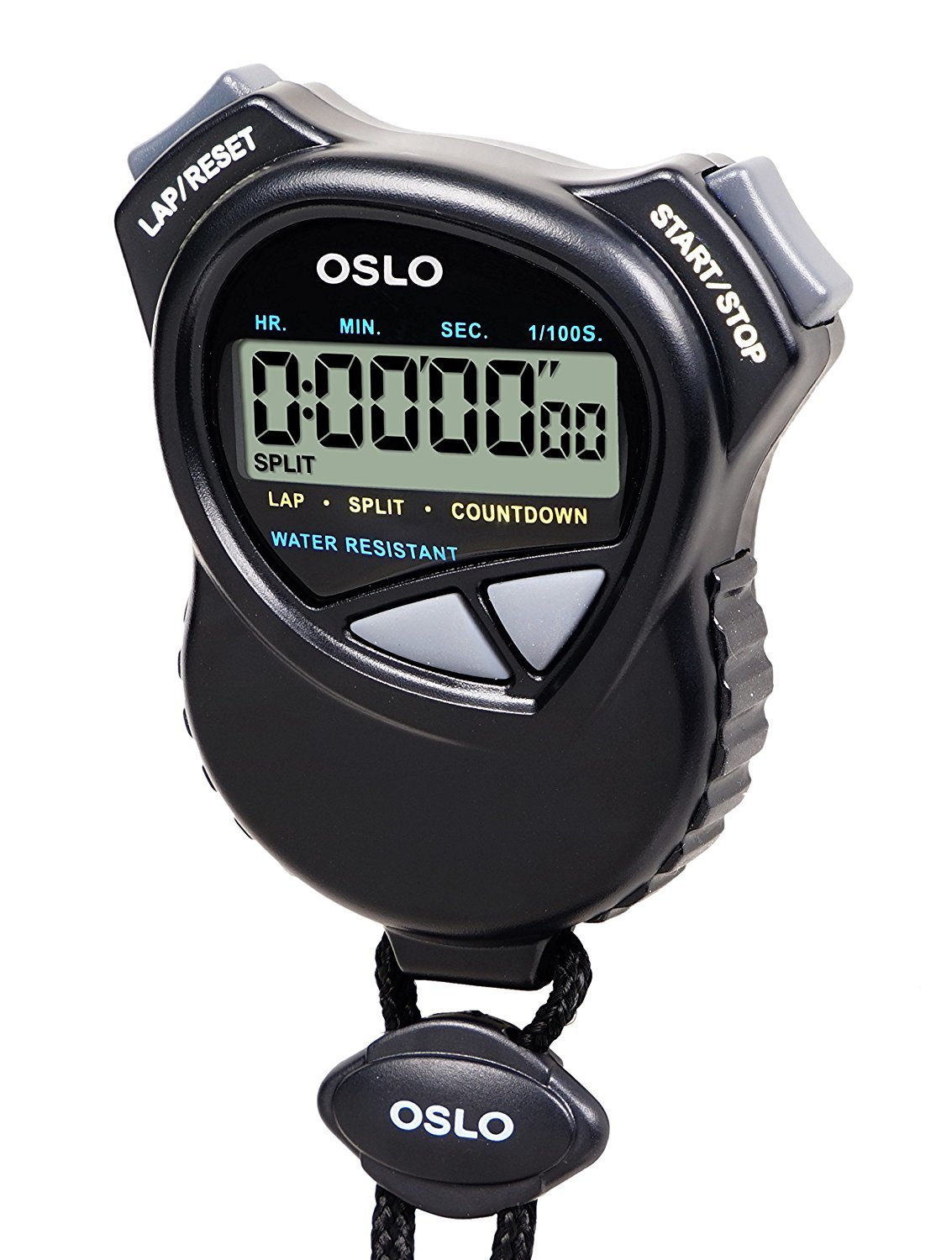 Robic 1000W Dual Stopwatch with Countdown Timer- Black- Water Resistant- Huge LCD Display- to Hold and Use