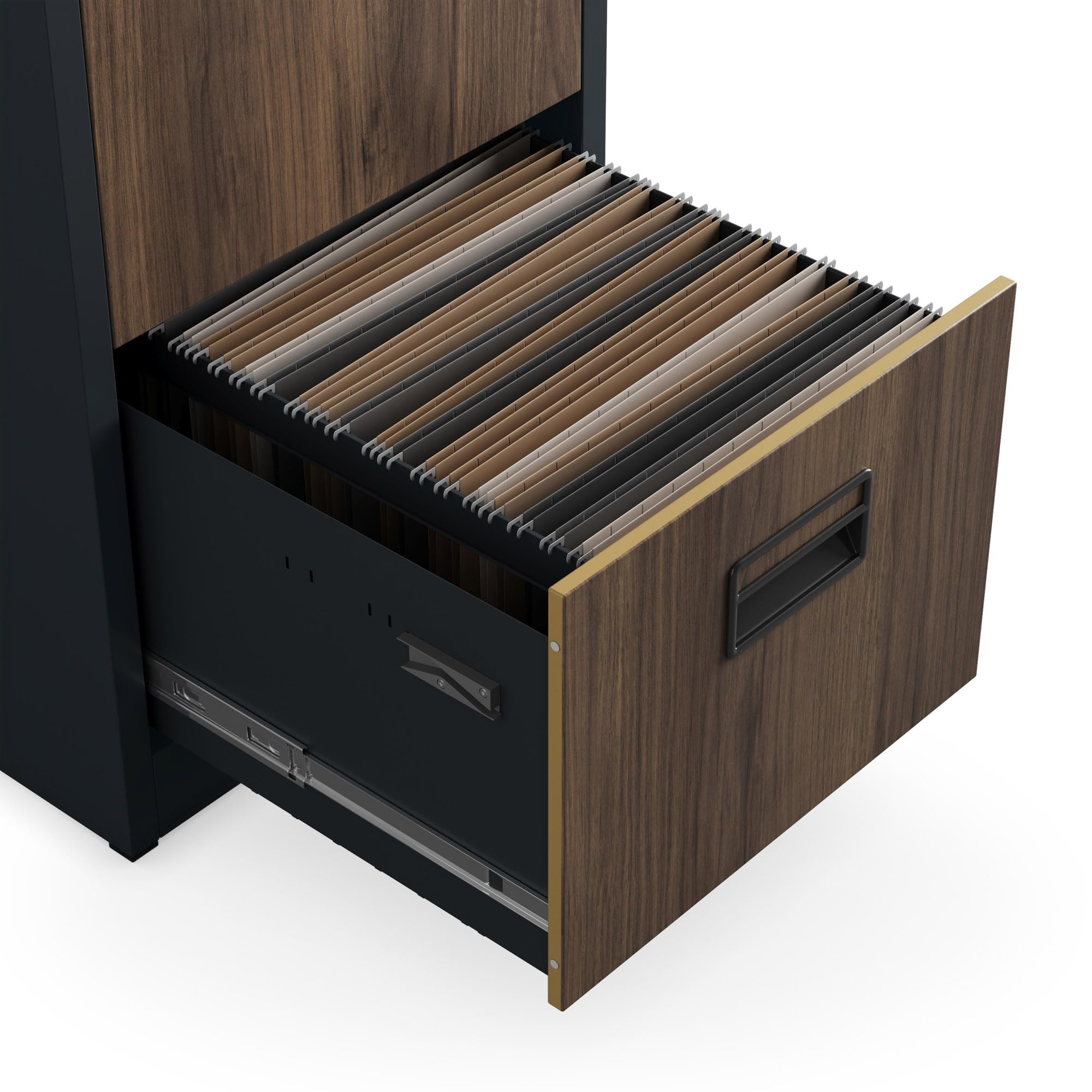 Jan Nowak Hängeregistraturschrank V004A Hängemappenschrank Büroschrank Stahlschrank Aktenschrank mit 4 Schubladen Pulverbeschichtung Stahlblech 132 x 46 x 62 cm (H x B x T) (Anthrazit/Holzoptik)
