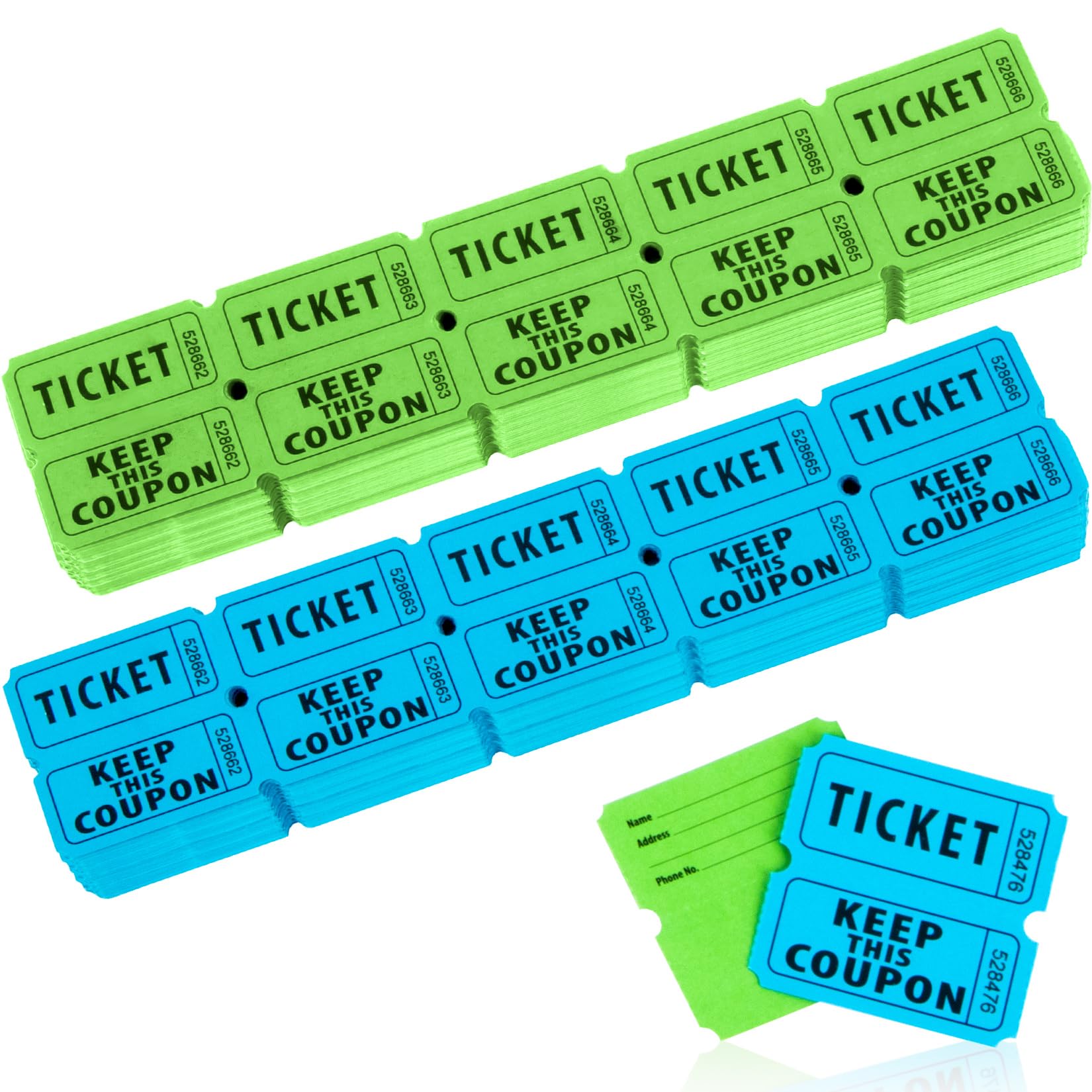 MAQIHAN 800PCS Raffle Tickets Roll - 50/50 Double Raffle Tickets, Perforated Line Consecutive Numbers Tearable Writable Ticket for Raffles, Events,