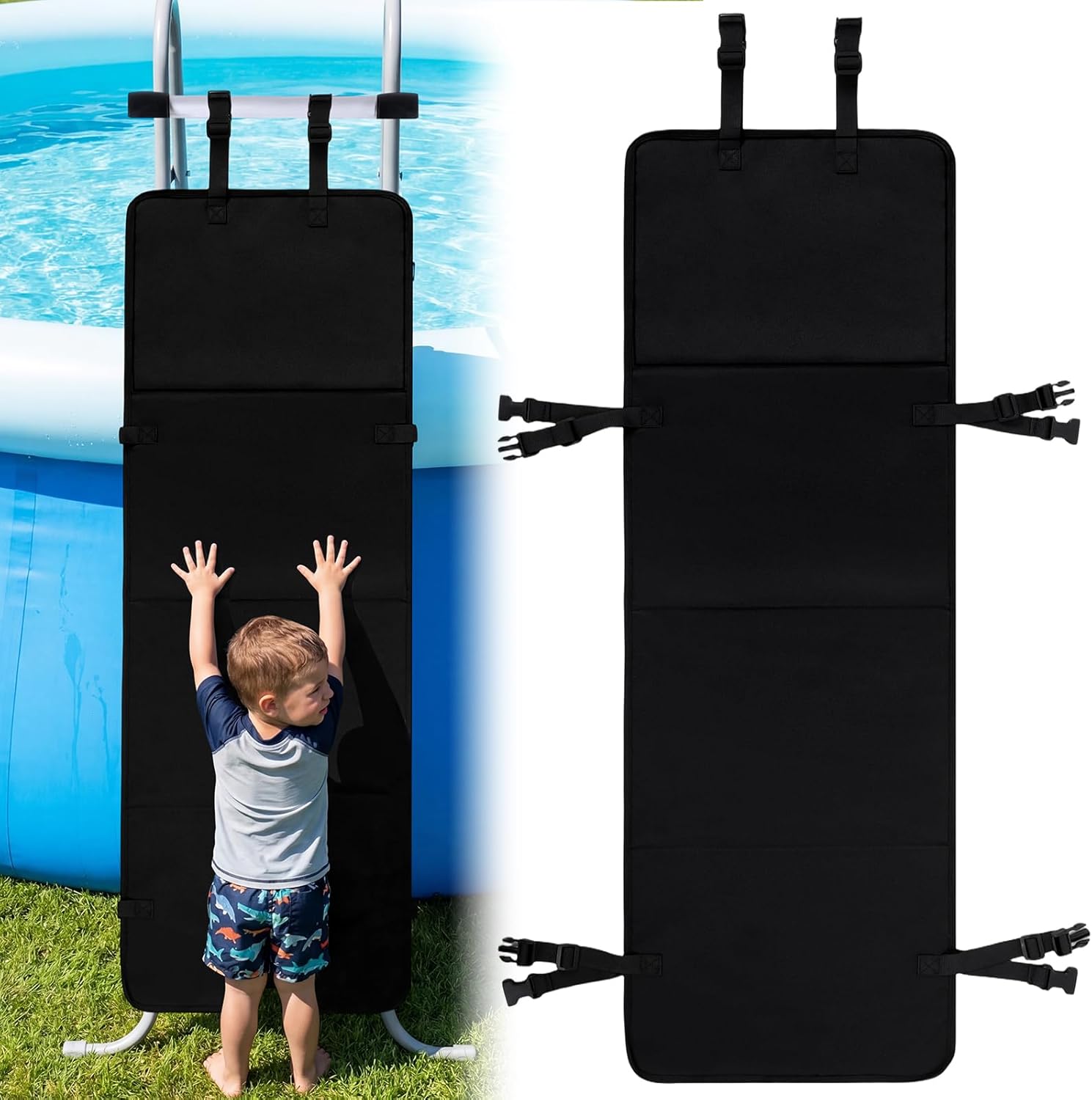 Mindsoft 16 * 31.5 Inch Pool Ladder Protector Cover Bunk Bed Ladder Cover for Bunk Bed Above Ground Pool to Prevent from Climbing Falling Guard Protector, Black Oxford Cloth
