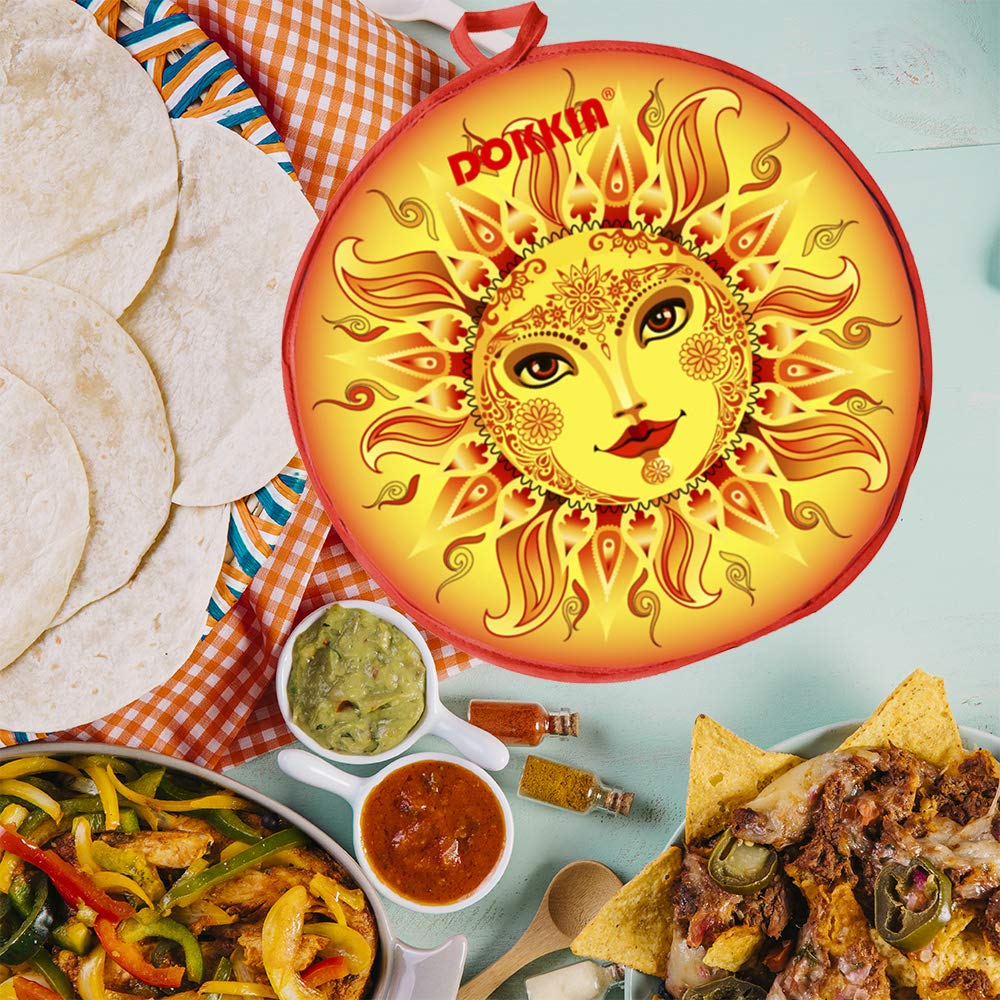 DOKKIA Tortilla Warmer Pouch 30,5 cm Magnetronbestendige Doek Stof Geïsoleerde Tas Houder Server om Taco Warm te houden voor een Uur Chilli Peper Sunburst Gitaar Cactus Woestijn