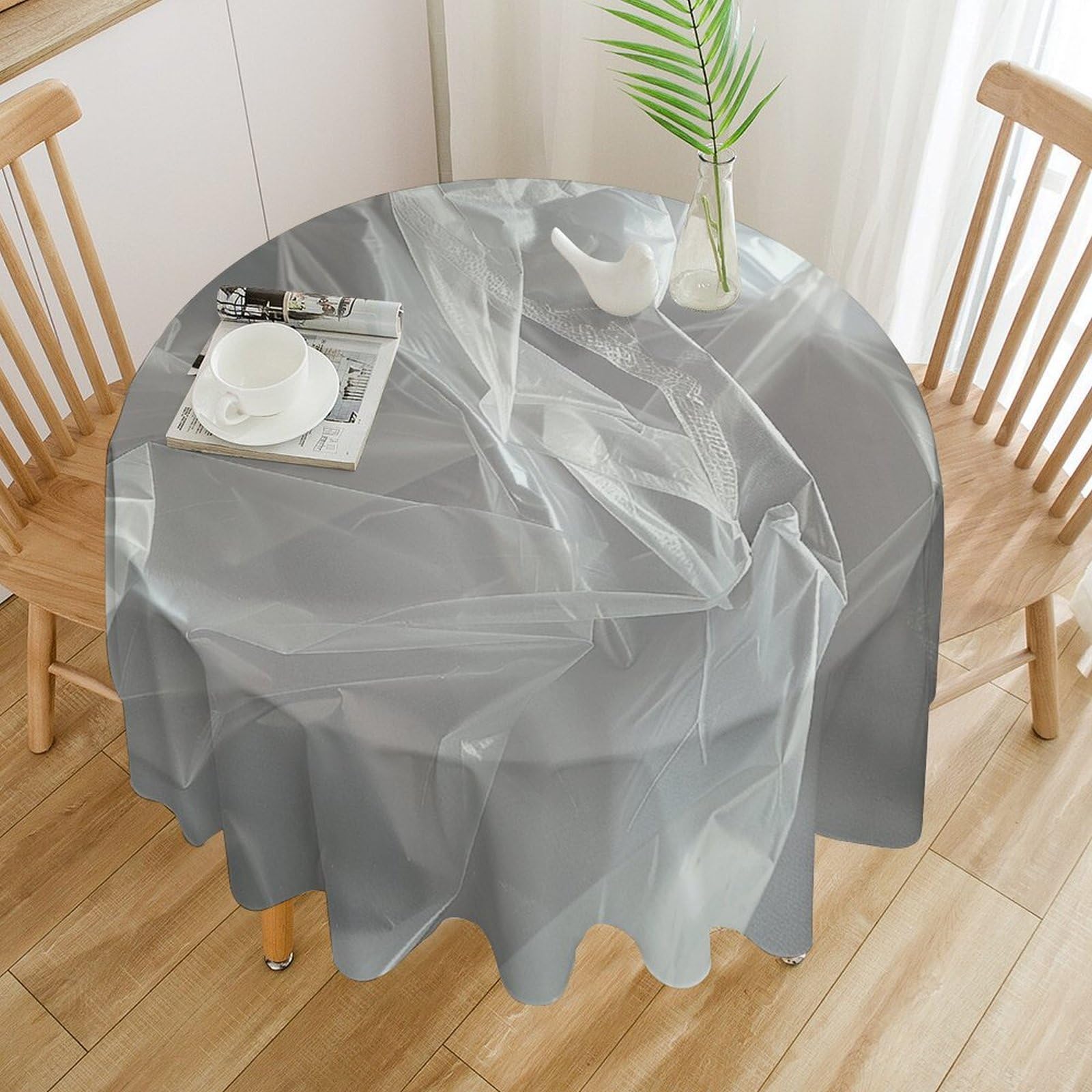 Nappe de table ronde lavable en machine et résistante à l'huile pour fête