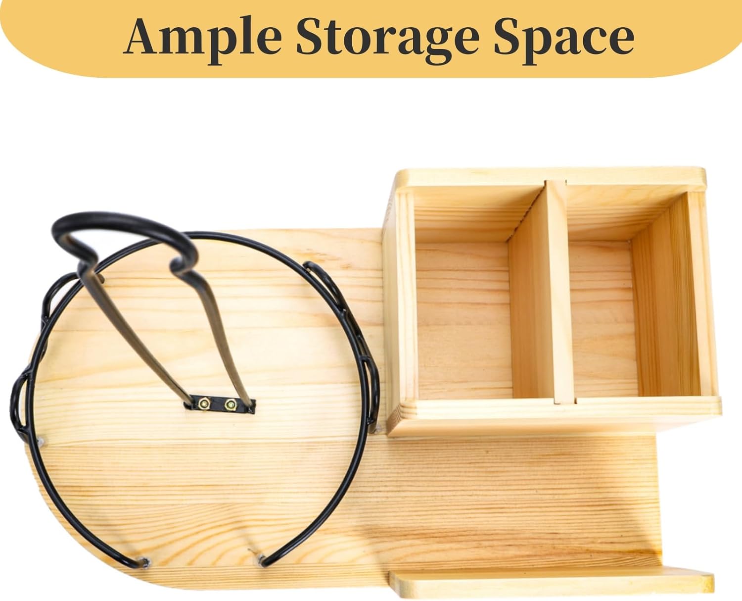 WRINGKIT Wood Paper Towel Stand, Towel Roll Napkin Holder Caddy with 2 Spice Compartments, Papertowel Holder for Kitchen Countertop with Heavy Duty Non-Slip Base, Fits Standard or Jumbo-Sized Rolls