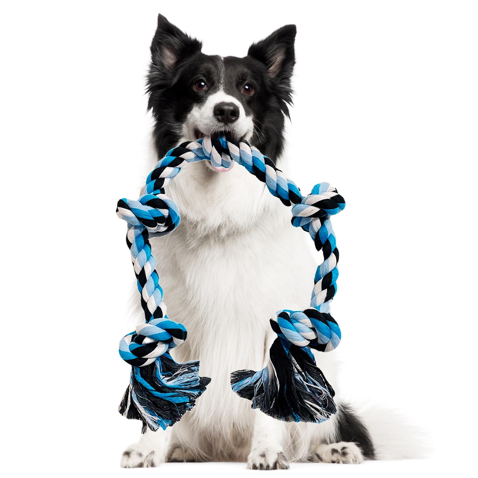 Jognee Juguete para perros indestructible cuerda para perros grandes y fuertes, masticables agresivos, 90 cm, 5 nudos, cuerda para masticar agresivamente
