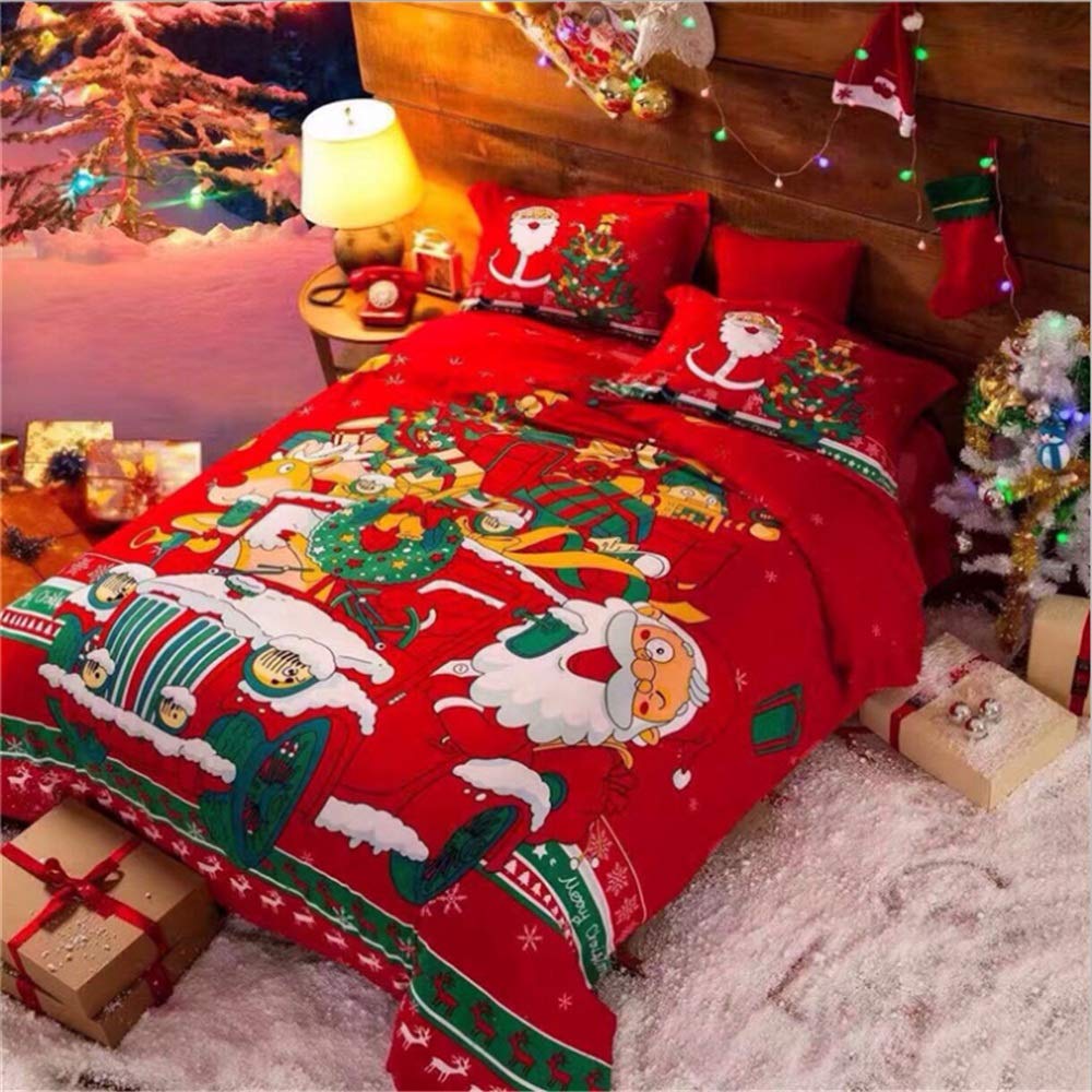 Amazon｜ベッドセット 4セットのサンタクロースの赤のクリスマス