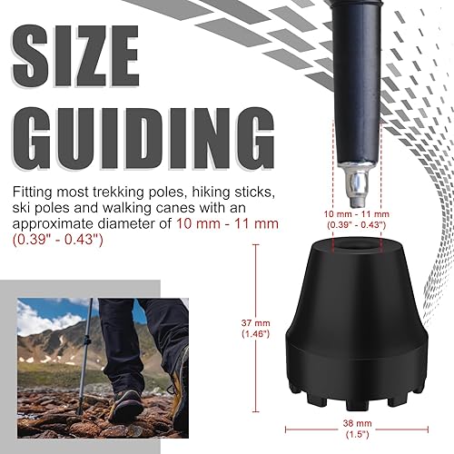 Miniatura 2 de supregear Puntas de goma de repuesto para bastones de trekking y bastones para caminar, tapas negras antideslizantes que absorben los golpes,