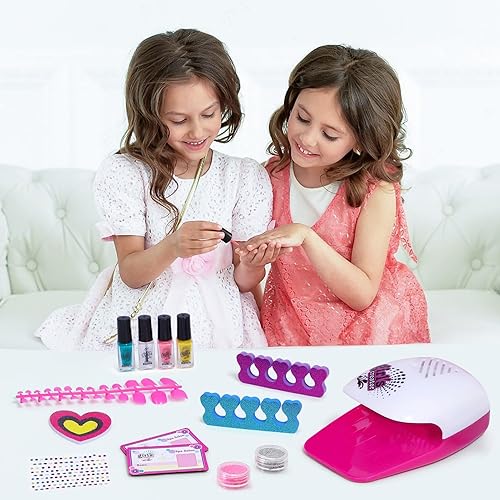 Miniatura 7 de Golray Kit de spa y uñas para niños, regalo para niñas de 5, 6, 7, 8 a 12 años, juguetes de manicura y pedicura, salón de arte, burbujas de masaje y