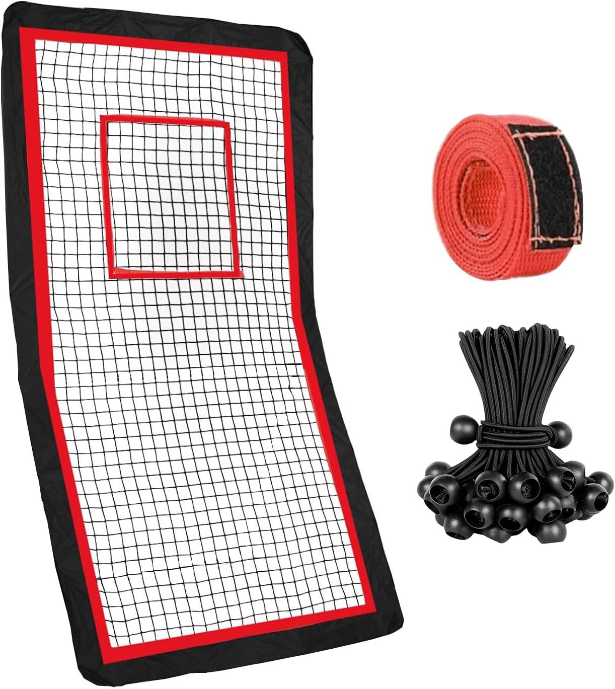 4×7 Ft Lacrosse Rebounder Net Replacement (NET ONLY) with Goal Strap and Bungee Cords for 4×7 Ft Existing Lacrosse Frames Bounce Back Net - Frame NOT Included