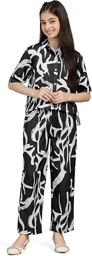 Fashion Dream Girl's Blend Printed Clothing Set|Girl Combo Set|Top and Pant Set|Girls Outfit|Co-Ord Set|Shirt Pant For Girls