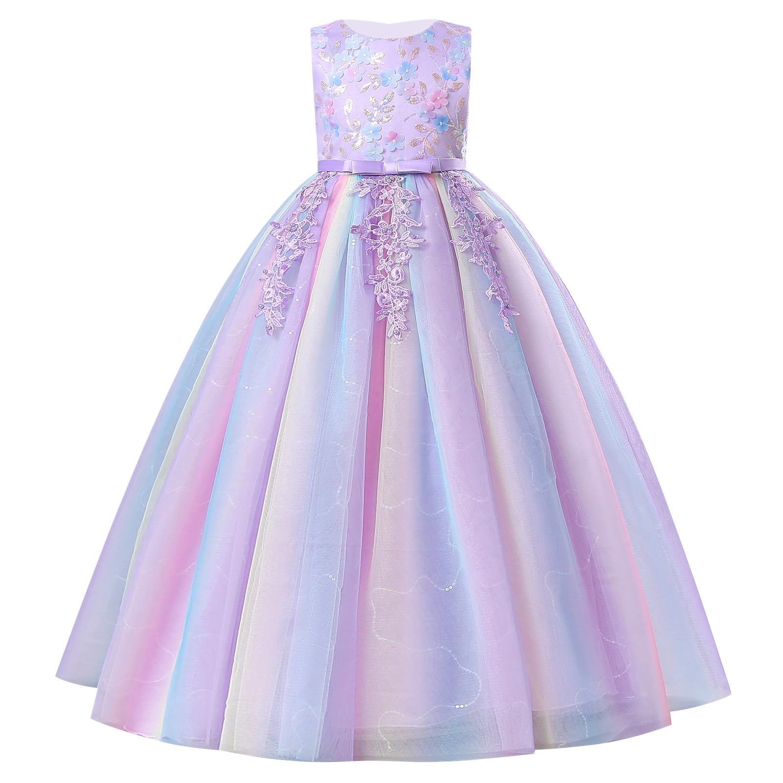EFOGEP Partykleid Mädchen, Prinzessinnen-Tüllkleid mit Paill
