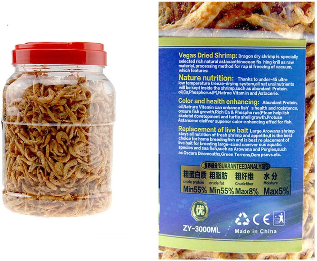 3000ml Aquatic Turtle Food, Floating Shrimp Krill Freeze Dried for Reptile Aquarium Pond Fish Koi Cichlid Feed (3000ml)
