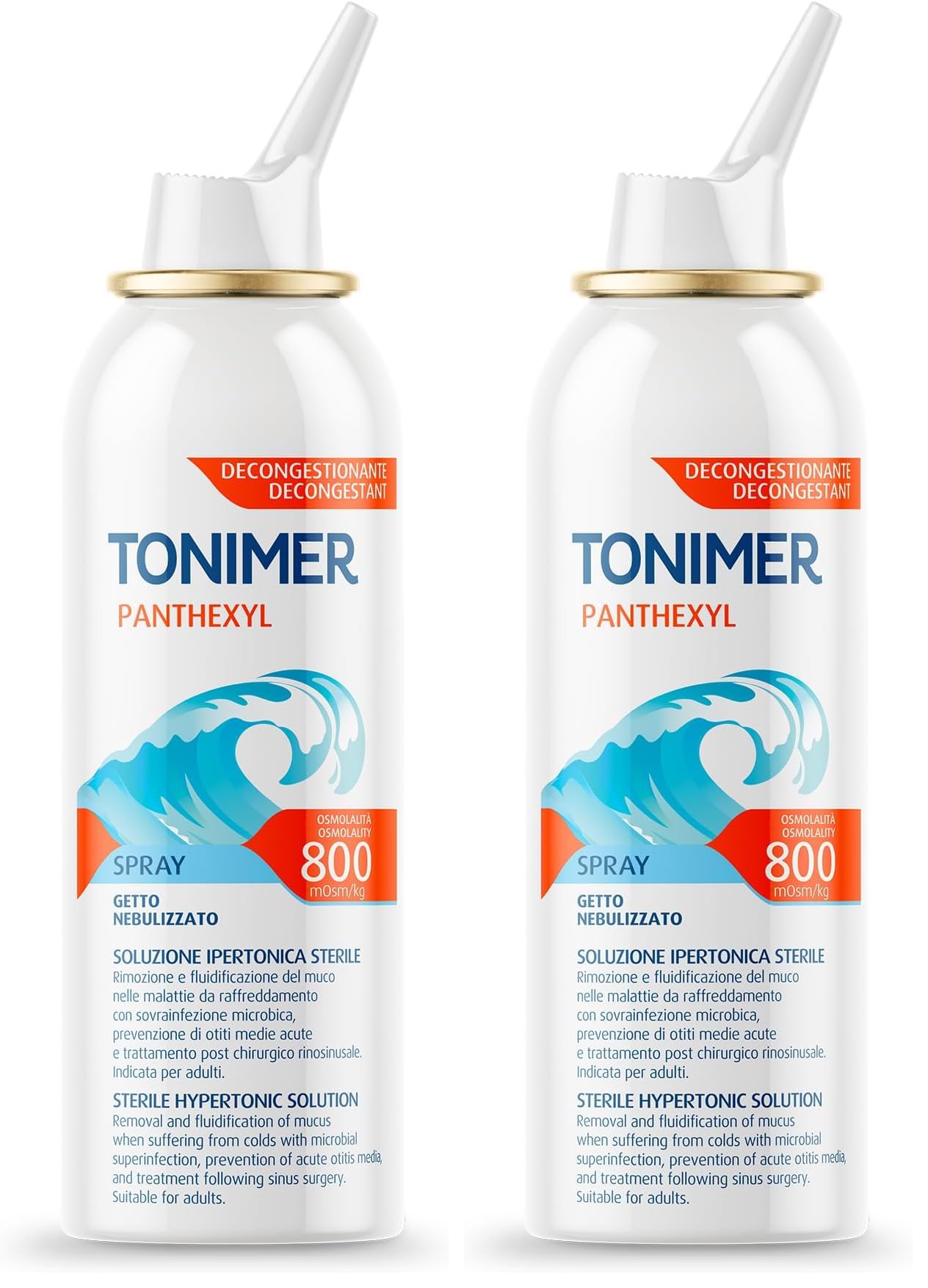 Tonimer Lab Panthexyl Spray Soluzione Ipertonica 100 ml – Soluzione Sterile di Acqua di Mare con Xilitolo e Pantenolo – Rimozione e Fluidificazione del Muco – Decongestiona e Lenisce le Mucose Nasali