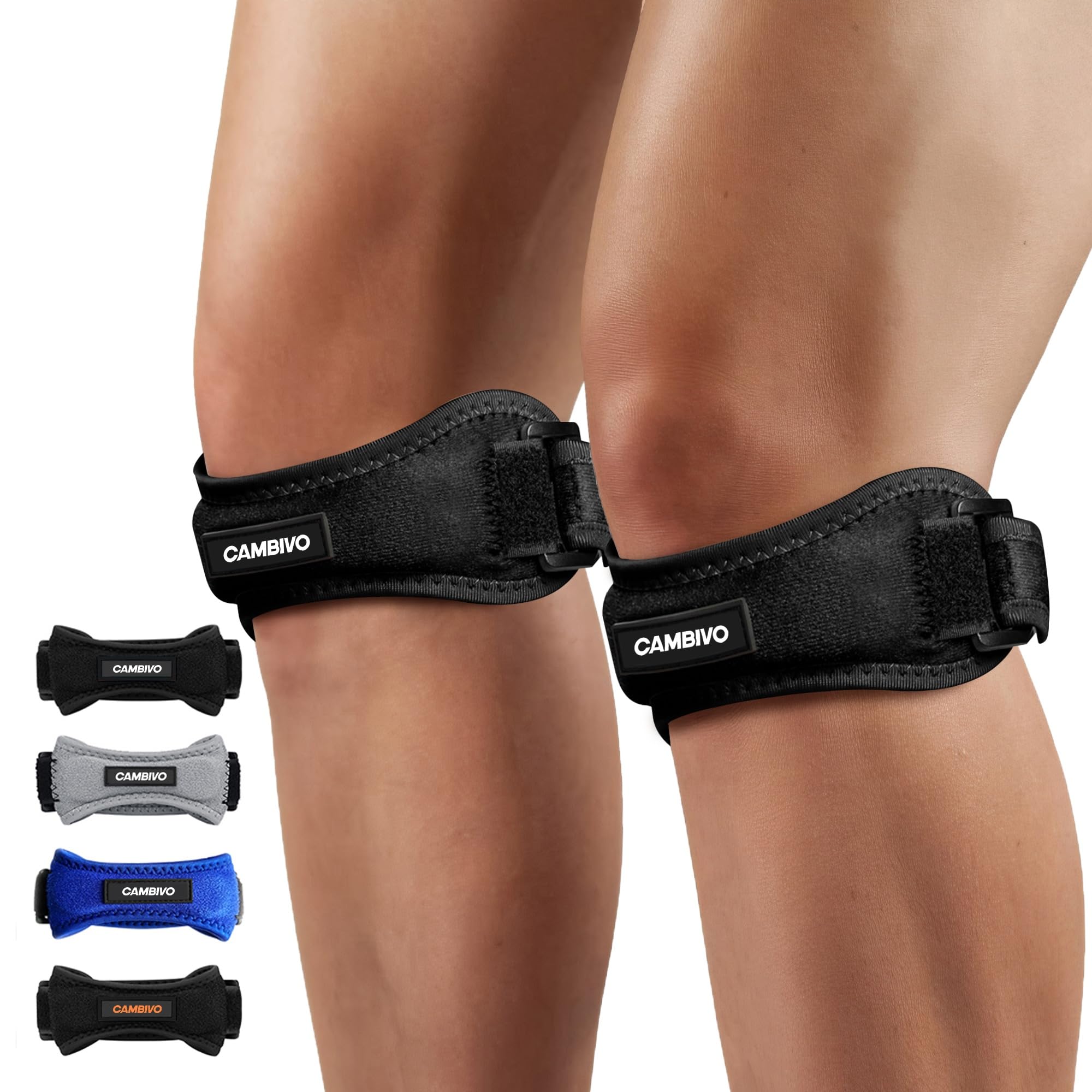 CAMBIVO 2 x Patella Kniebandage Patellasehnenbandage Verstellbare Bandage Knie für Damen und Männer beim Sport Wandern Fitness Baseball Volleyball