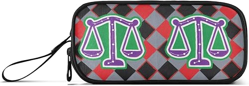 Bolsa de lápices con cremallera de nylon Libra Constellation Colorido de alta capacidad de la pluma Estuche de lápices Bolsa de papelería para la