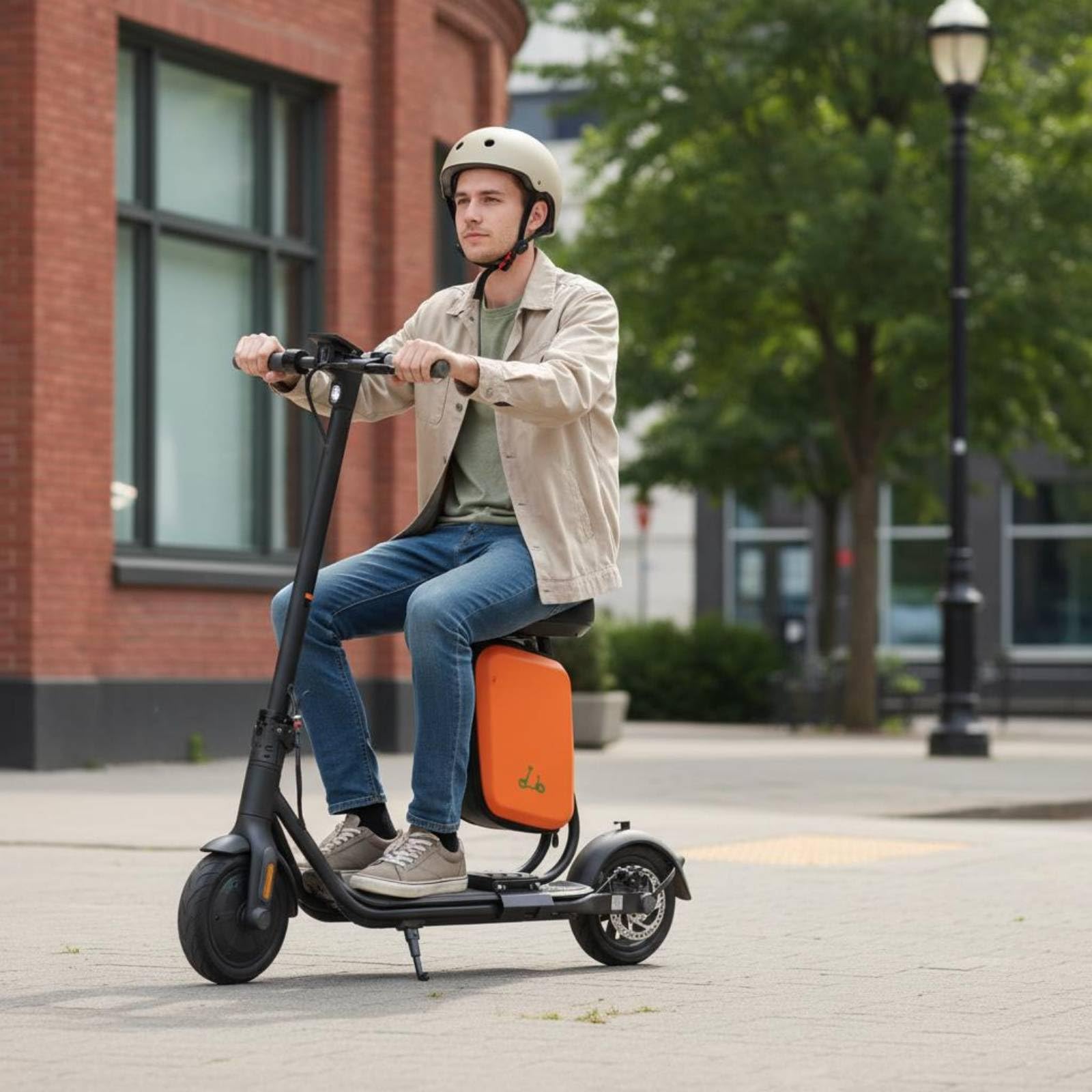 rockible Scooter Seat Attachment Sella per Monopattino Sedile Accessorio Supporto con Cuscino Imbottito in PU E Scomparto Borsa Telaio in Metallo Adatto a Tragitti Lunghi Pendolarismo Gite Urbane