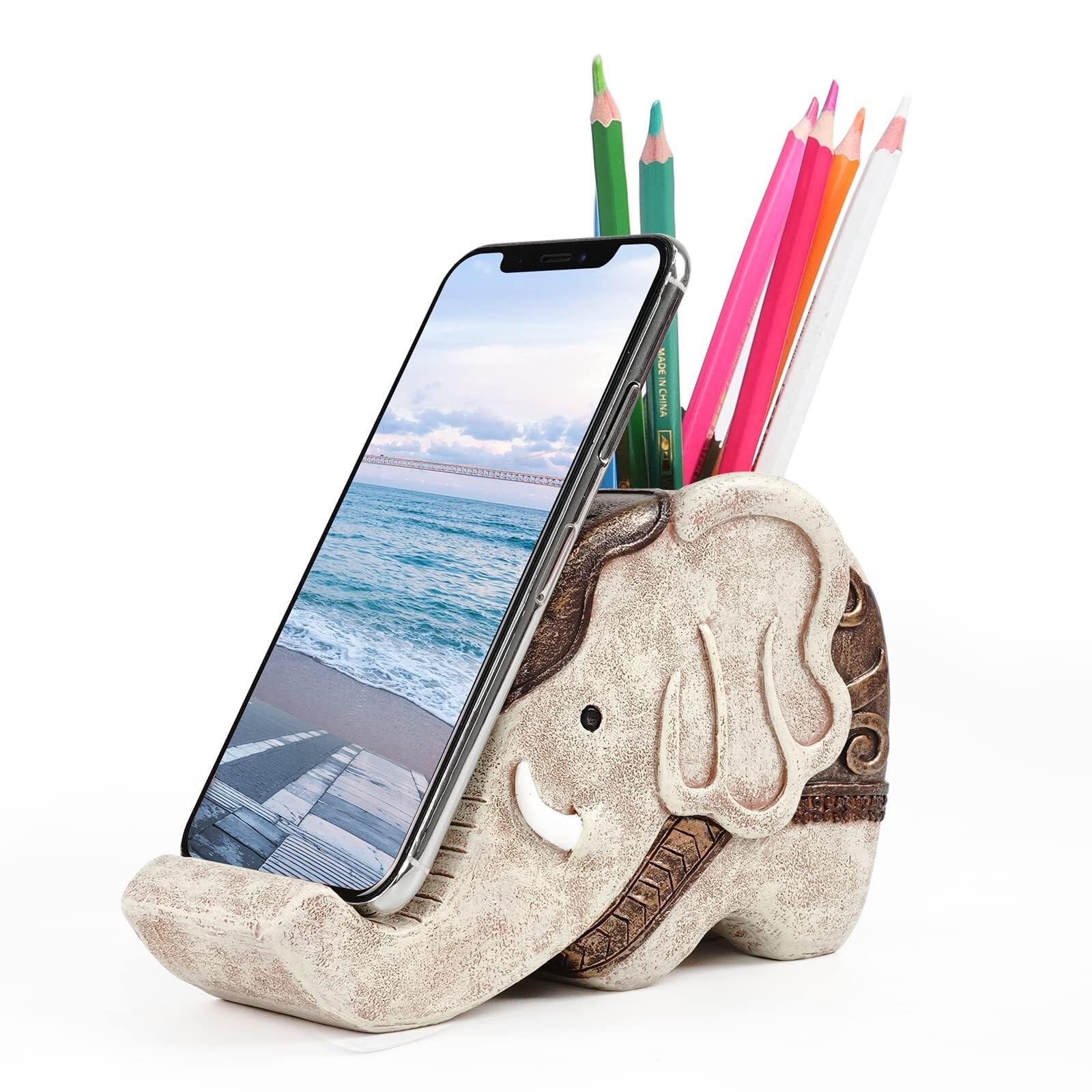 AZHKJKZH Desk Tidy Caddy Elephant Pen Pencil Holder Desk Organizer Accessories For Home Office Decoration Office Supplies