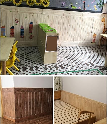 Miniatura 9 de Paneles de pared de grano de madera 3D, autoadhesivos, impermeables, de espuma de polietileno, tablones de madera, calcomanías de pared para