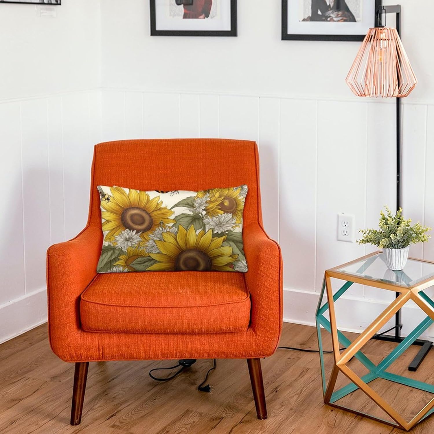 Bees Sunflowers Daisy Rose Flowers Pillow Cases Queen Size Set of 1 Soft Comfortable Throw Pillows Covers Decorative Pillowcase with Zipper Bed Cushion Covers for Couch Sofa Bedroom 8"x12"