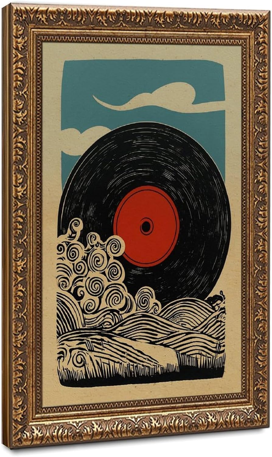 Tilvst Vinyl Record Rising From Waves Poster Canvas Poster