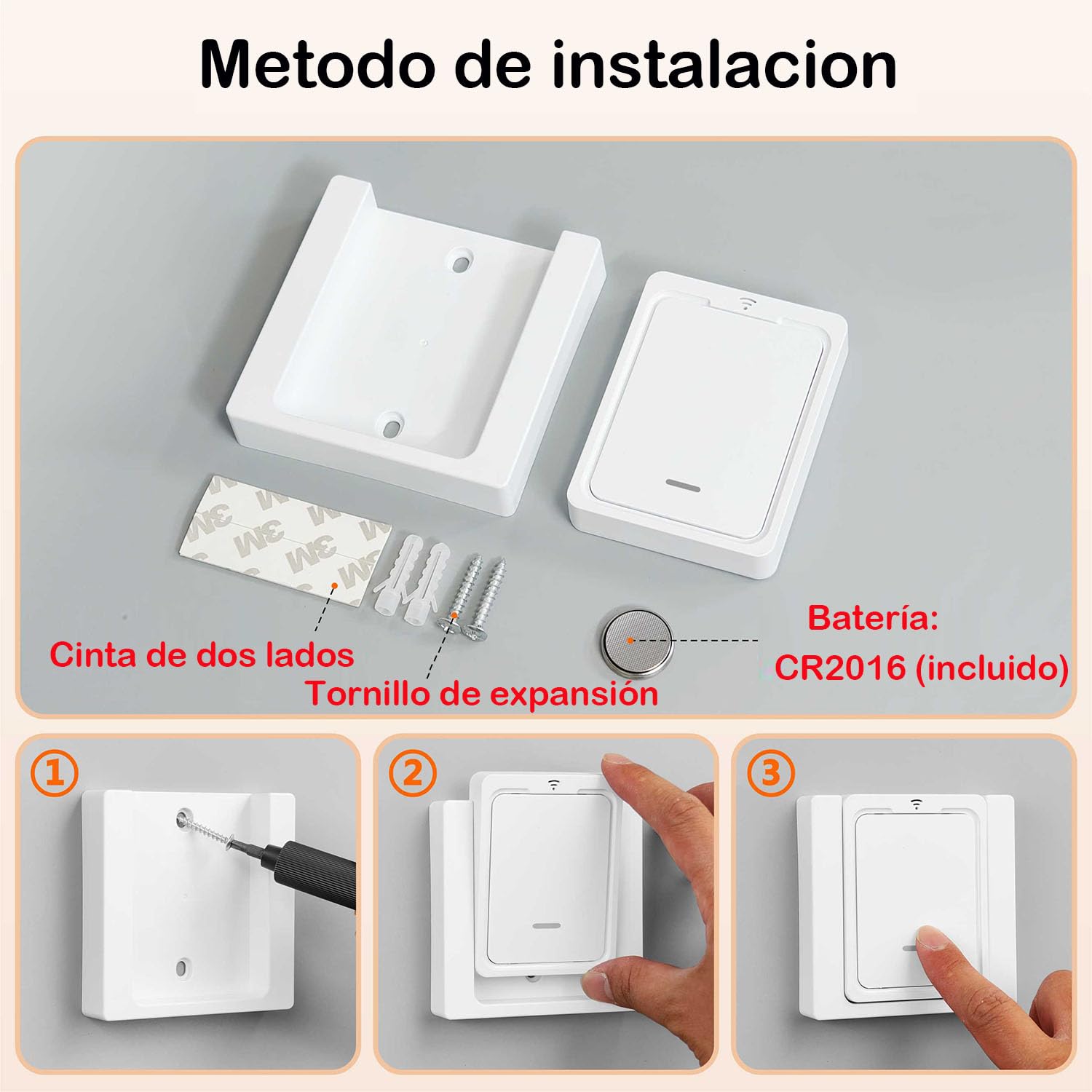 Kit de Interruptor de Luces Inalámbricas, Interruptor inalámbrico móvil Transmisor de radio 230V 2300W Control de rango de hasta 100M para Lámparas y Electrodomésticos, Blanco