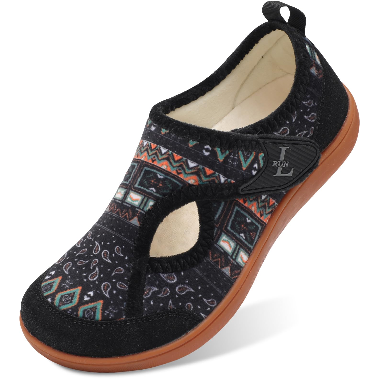 L-RUN Womens Slippers Wide Toe Box Barefoot Diabetic Shoes Women Ladies Winter House Shoes for Indoor and Outdoor