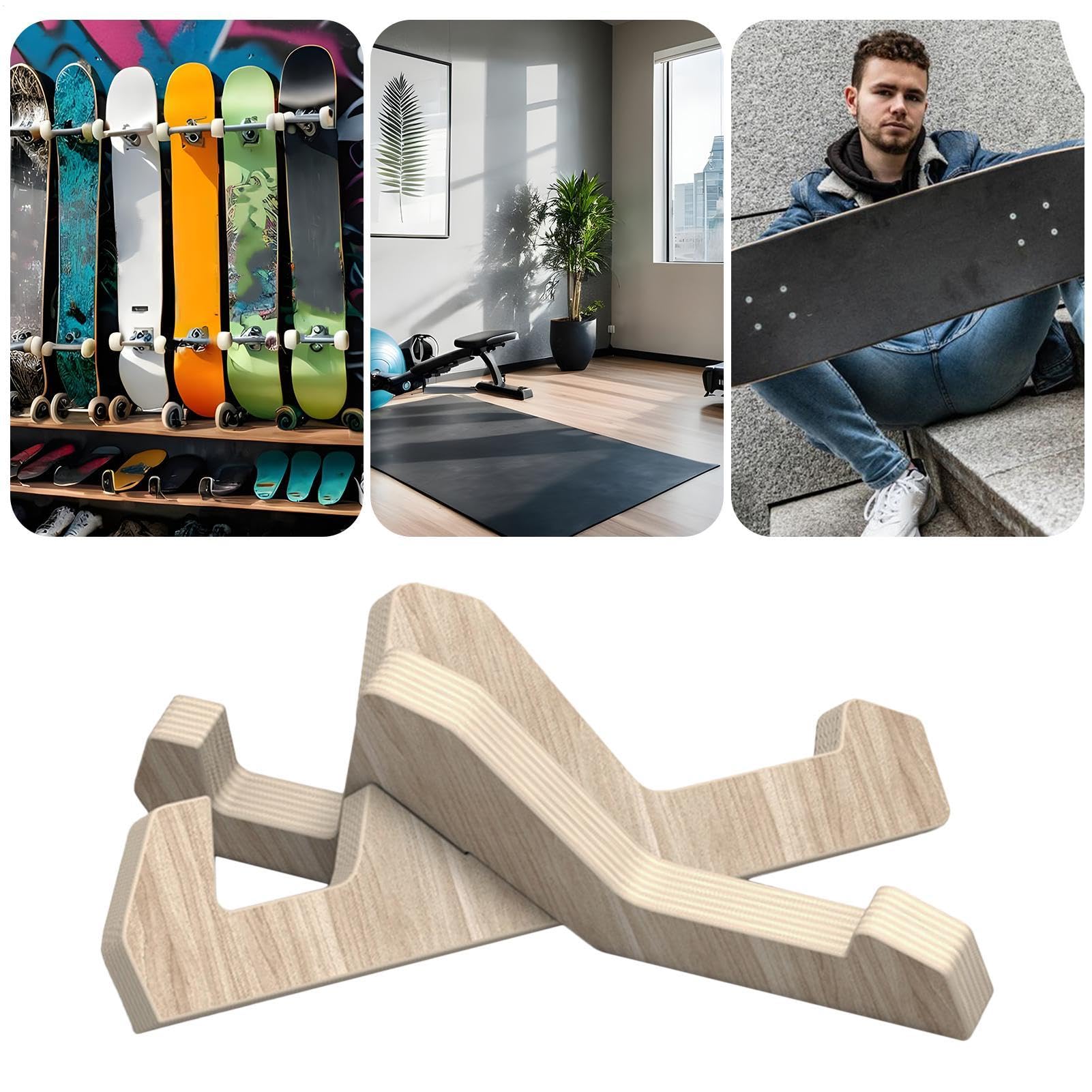 Skateboard-Ständer, Skateboard-Halterung, stilvolles bodenstehendes Holz-Snowboard-Display Rack für Enthusiasten und Sammler, 26,5 cm, platzsparendes Design