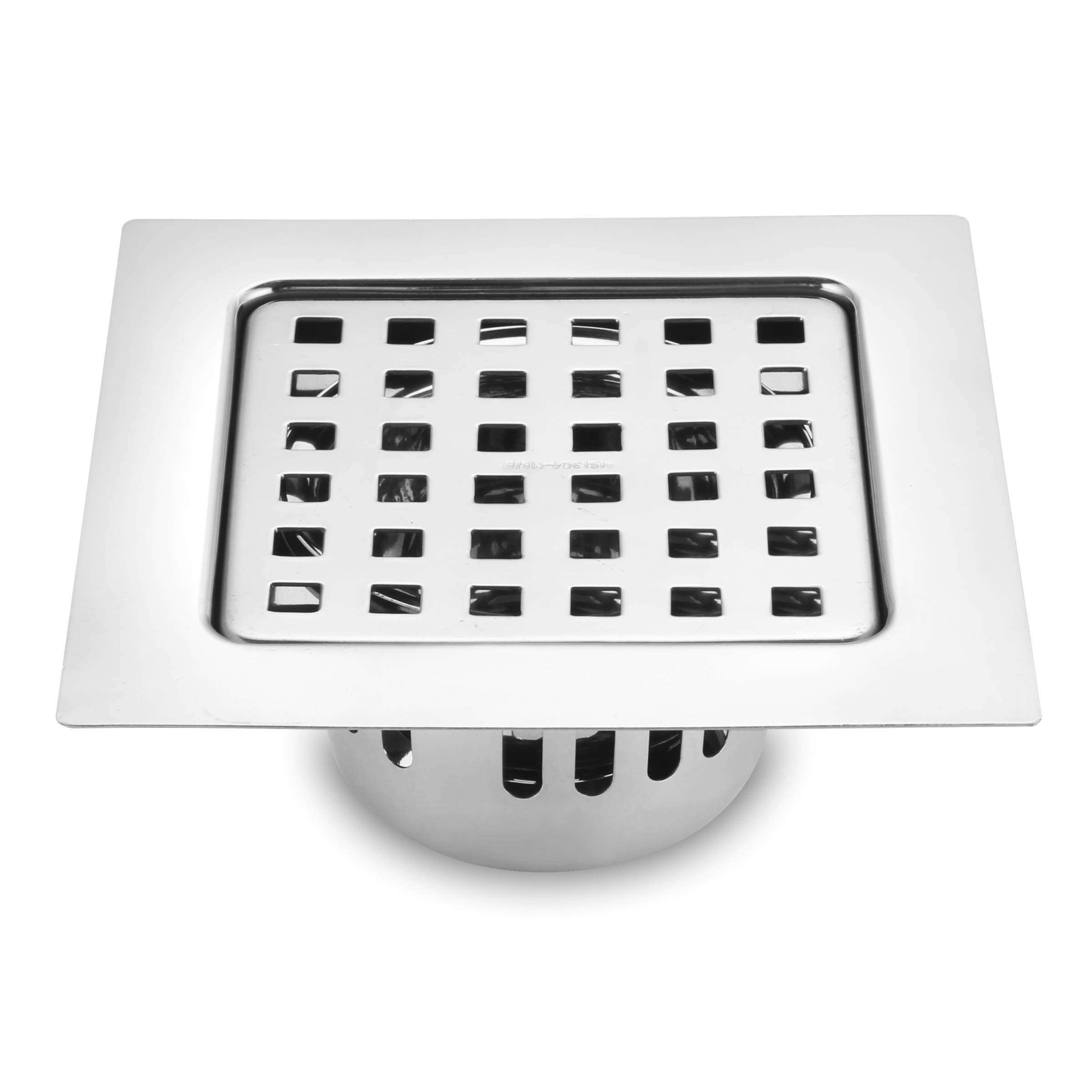 RuheFire Square Flat Cut Floor Drain | 304-Grade Stainless Steel Drain Jali | 5 x 5 inches | Floor Drainer with Cockroach Trap/Jali