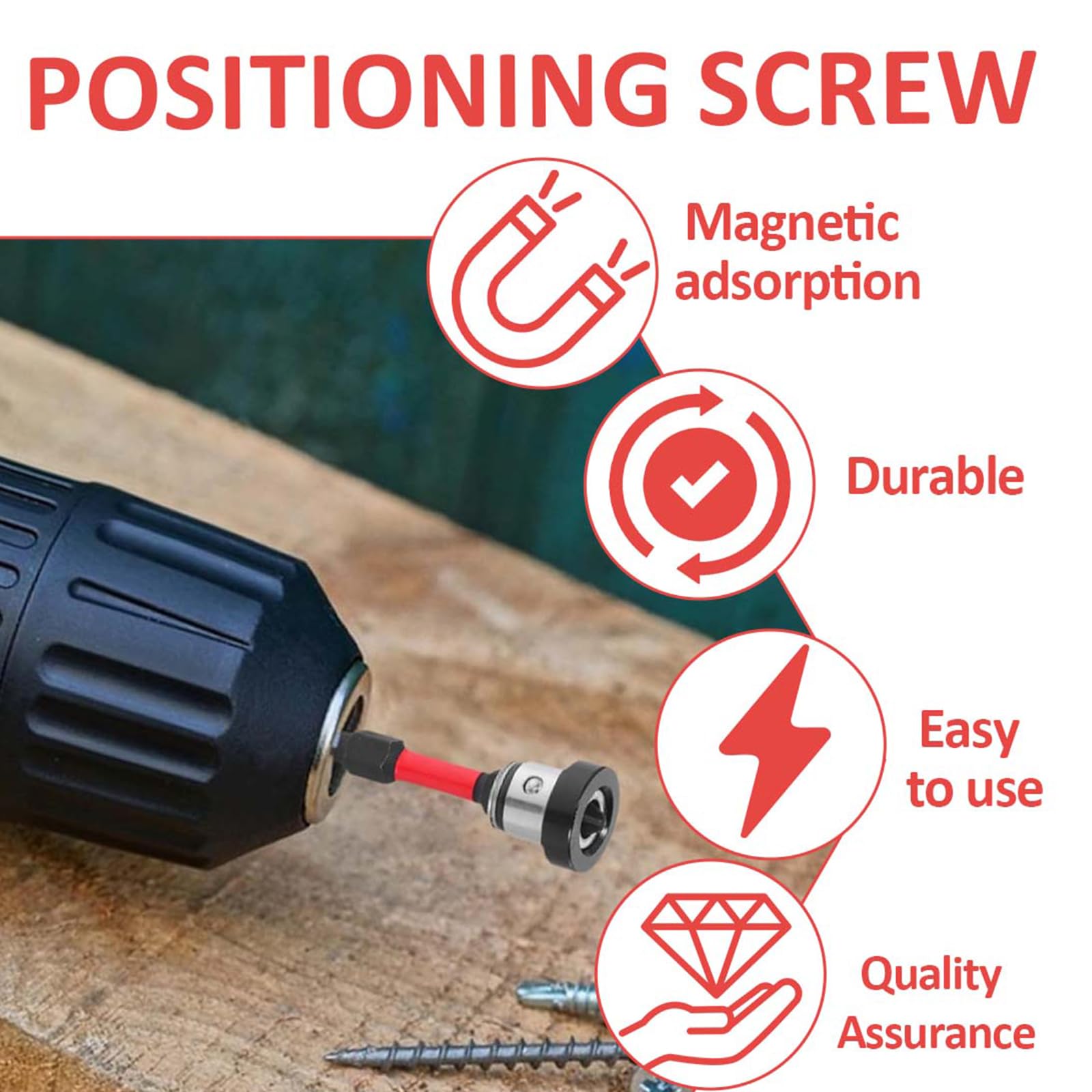 4 Pezzi Punte PH2 Magnetiche per Cartongesso | Bit Cacciavite 1/4" con Limitatore di Profondità | Punte a Posizionamento per Pareti a Secco e Avvitatori | Design Antiscivolo ad Alta Durezza