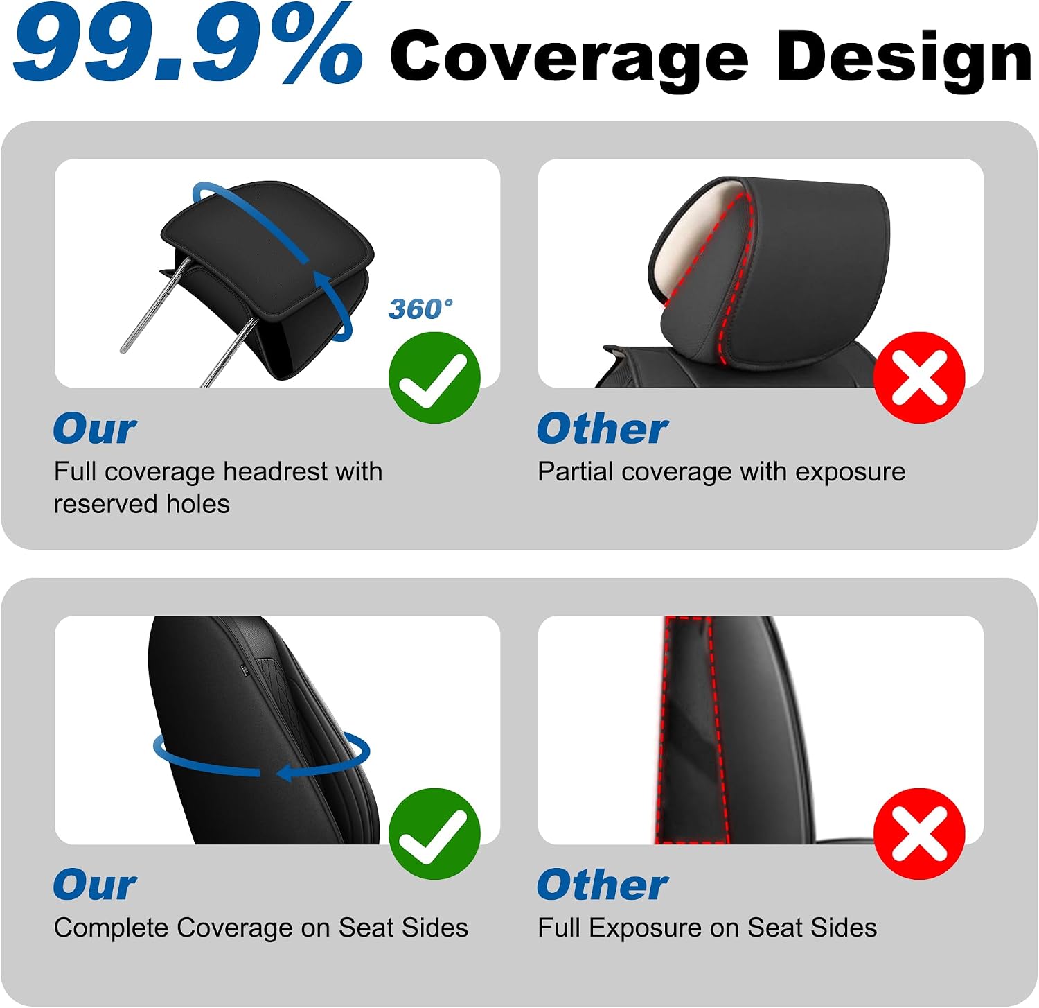 Truck Seat Covers Front Set Fit for 2009-2026 Ford F150 & 2017-2026 F250/F350/F450 Super Duty Leather Seat Protectors Scratch-Resistant (Black)