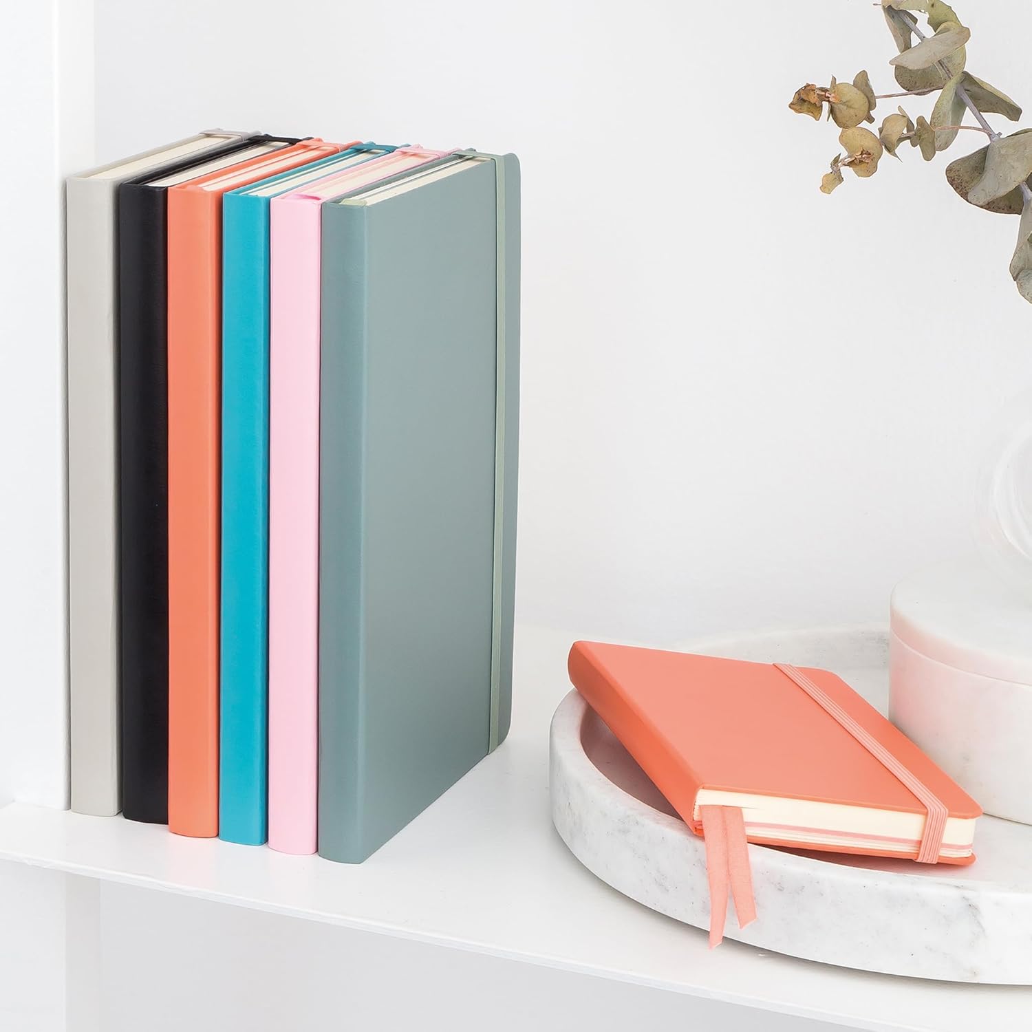 Miquelrius - Bullet Journal Notebook, Leather-Like Hard Cover and Elastic Closure, A5 Size 148 x 210 mm, 96 Sheets of 100 g/m², Dots' Interior, Peach