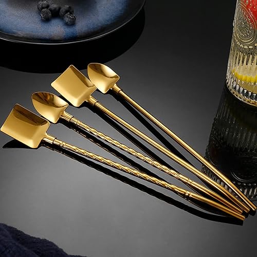 Miniatura 4 de Cucharas de té helado con mango largo de 8.46 pulgadas de largo, cuchara de sandía, cuchara de cóctel de acero inoxidable, adecuada para cucharas de