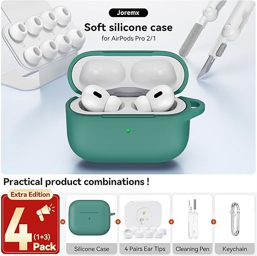 Miniatura 2 de Funda compatible con Airpods Pro 2 202320222019 con kit de limpieza, funda de protección de silicona para AirPod Pro con puntas para las orejas para