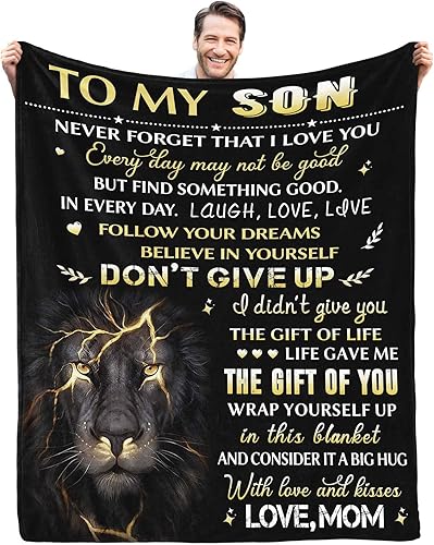 Regalos para hijo, regalos de mamá, hijo, cumpleaños, día del padre, graduación, manta suave de 60 x 50 pulgadas