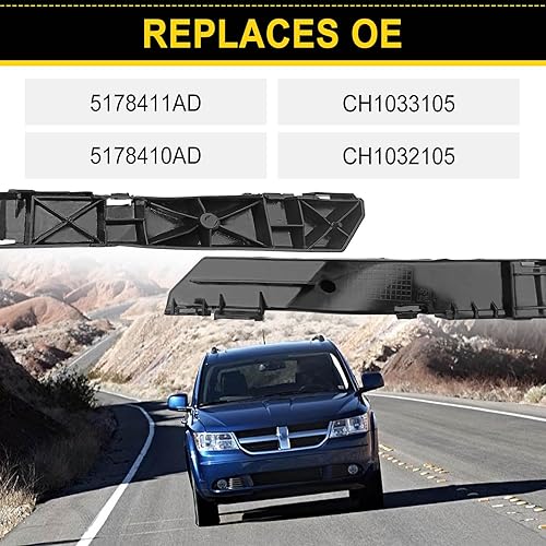 Miniatura 4 de Juego de soportes de parachoques delantero izquierdo derecho compatible con Dodge Journey 2009-2018 Reemplazo para 5178411AD 5178410AD CH1033105