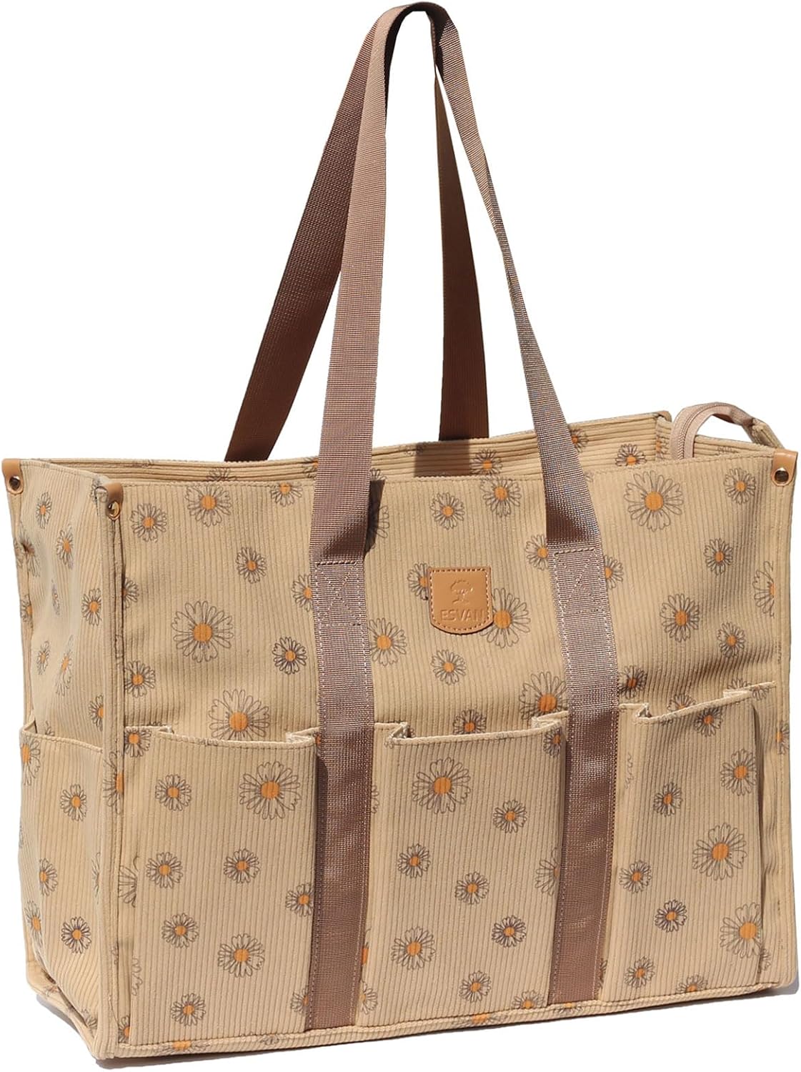 ESVAN Utility Tote Bag with Zip Top Waterproof Teacher Tote Bag for Teacher Work Women Beach