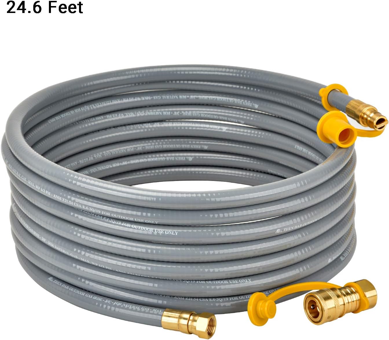 only fire 24 Feet Natural Gas Hose with 3/8" Male Flare Quick Connect/Disconnect for Most Grill, Fire Pit, Patio Heater and More