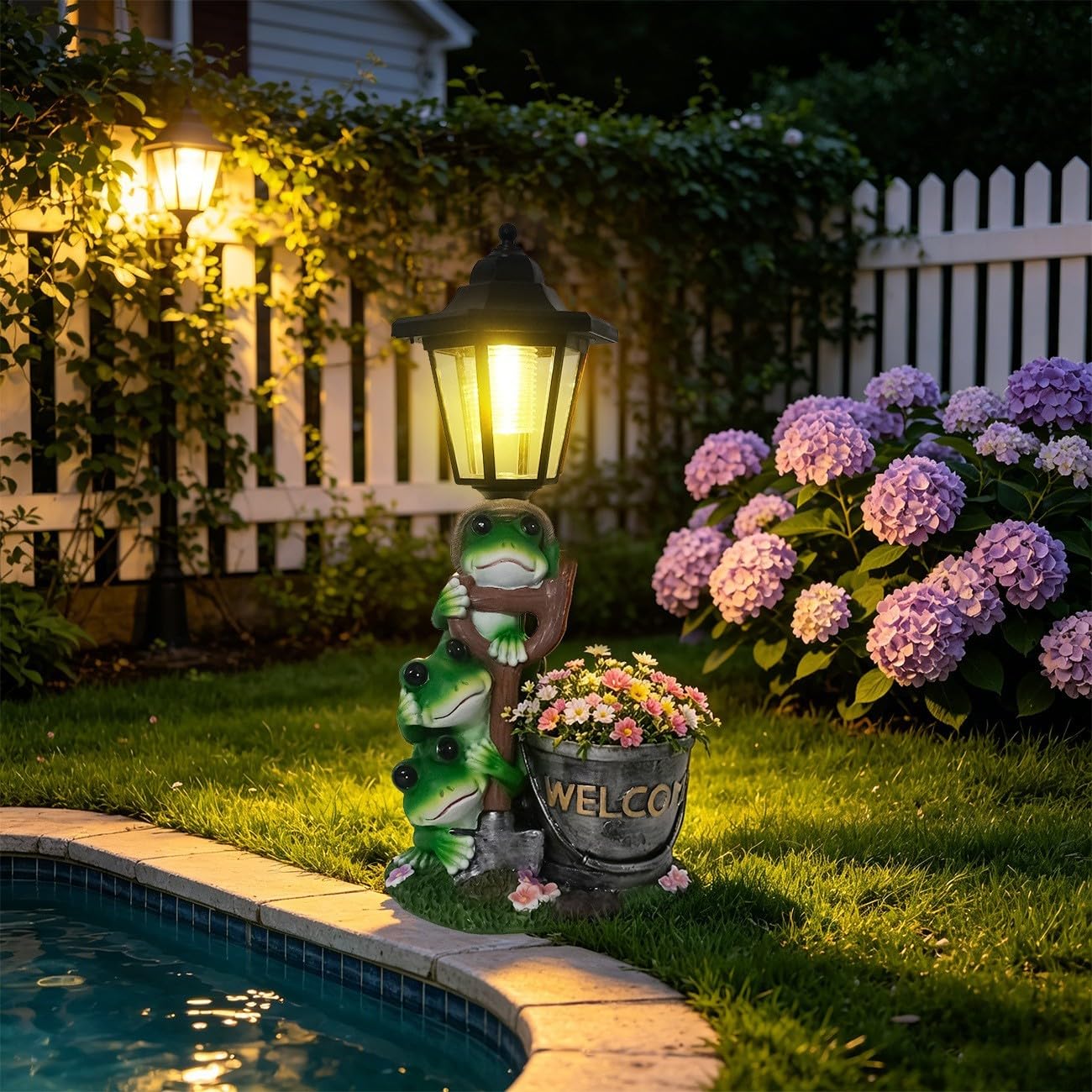 Vaso da fiori a forma di animale solare in resina impermeabile per esterni, ornamento da giardino con luce a LED per decorazione patio 32 cm (