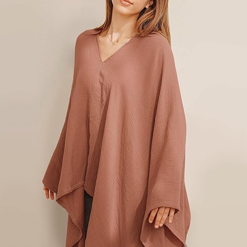 Miniatura 9 de Konssy Funda de lactancia de muselina para lactancia, privacidad completa de 360, transpirable, 100% algodón, cubierta de lactancia materna, toldo