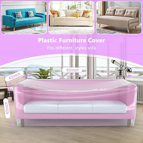 Miniatura 2 de STARTWO Funda de plástico para sofá, funda para muebles, funda de plástico impermeable para sofá, funda de sofá para protección contra garras de