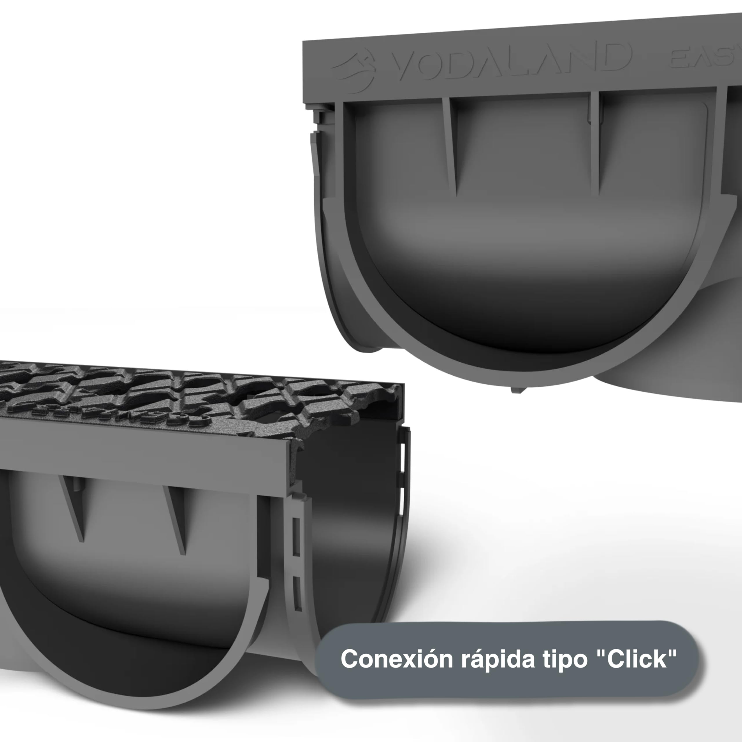 Canaleta de Desagüe VODALAND Easy 3 con Rejilla de Fundición Dúctil - Clase de Carga A15 para Paso de Vehículos - Pack de 3 Metros
