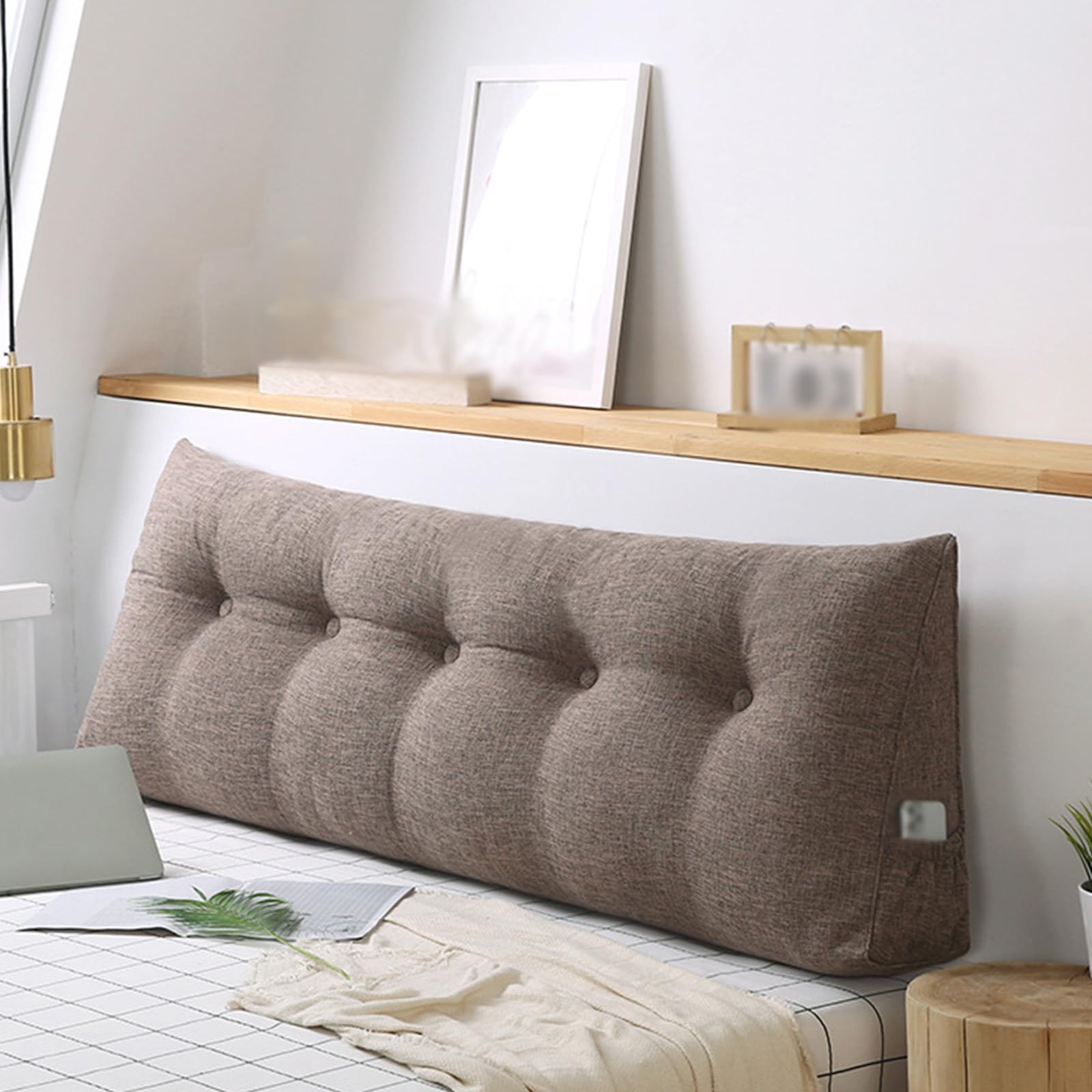 XZLZMYP Wedge Headboard Pillows Bolster for Bed Rest Reading Pillows for Sitting in Bed Triangular Reading Pillow Backrest Positioning Support Cushion with Removable Cover,G,150x50x20cm