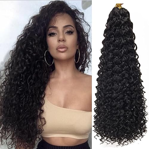 Paquete de 8 paquetes de cabello rizado de ganchillo GoGo Curl para mujeres negras, cabello trenzado de onda profunda, extensiones de cabello
