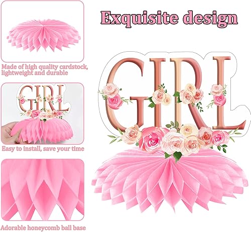 Miniatura 5 de 12 piezas de decoración de baby shower de oro rosa rosa para niñas, centros de mesa de revelación de género, suministros de fiesta, decoración de